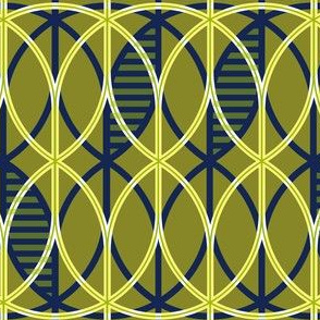 curved abstract navy-mustard