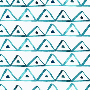Organic, Loose, Watercolor Triangles - Teal
