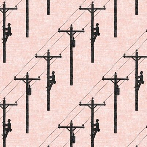 lineman - power lines - pink - LAD19