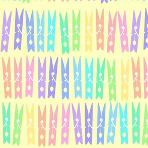 Clothespins - Pastel Rainbow on Yellow