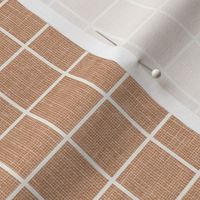 classic timeless grid minimal aesthetic - clay brown - slubby linen look