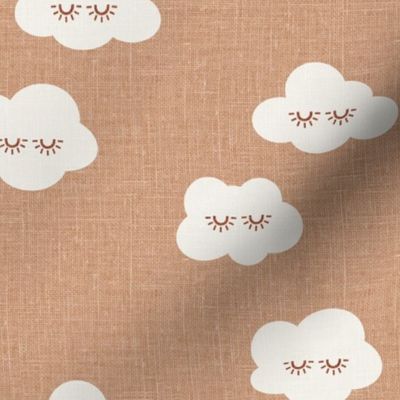 Toffee Sleepy clouds linen