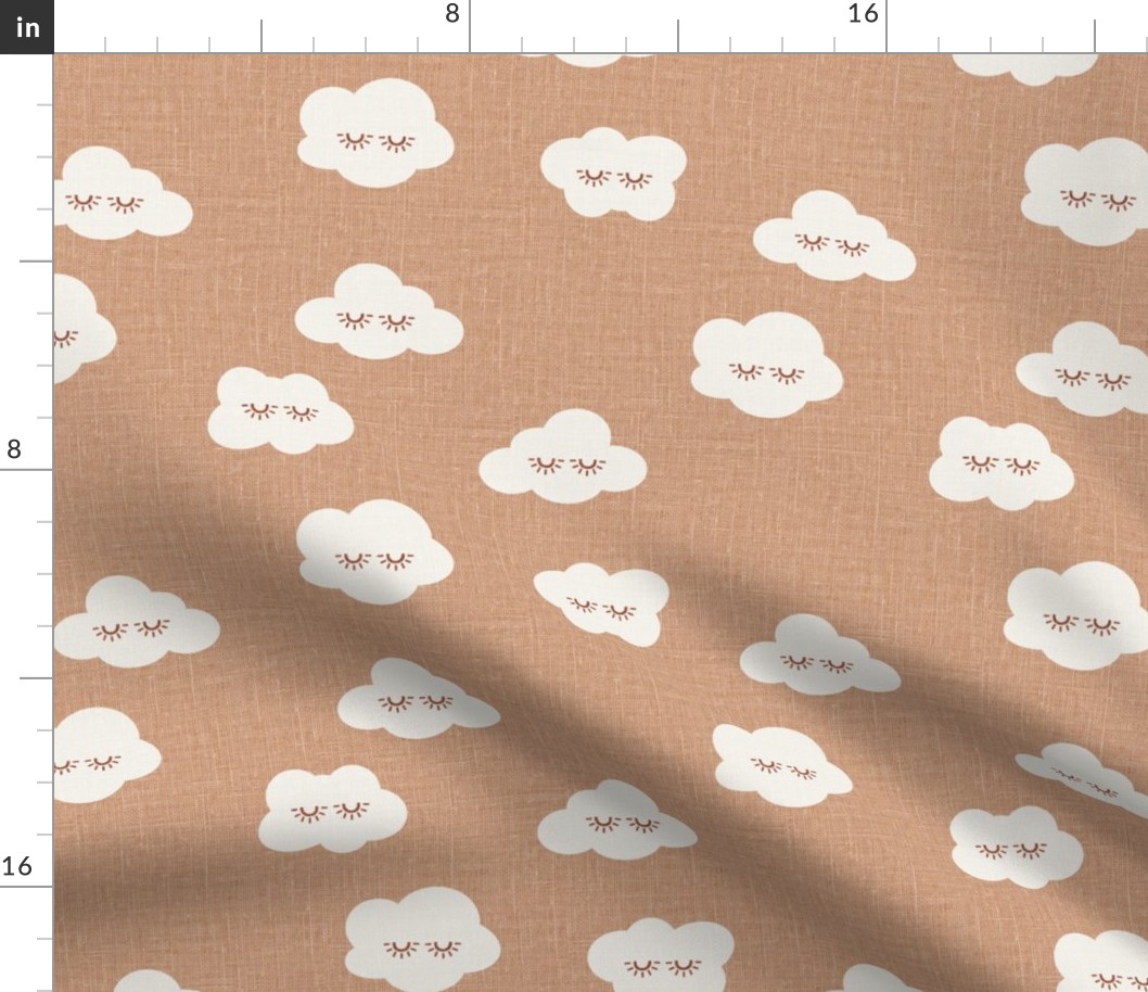 Toffee Sleepy clouds linen