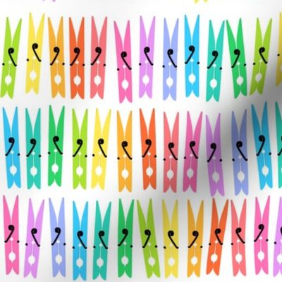 Clothespins - Rainbow on White