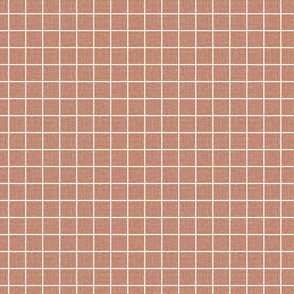 Vintage rosy pink grid linen slubs seamless