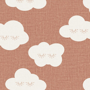 JUMBO Sleepy Clouds Wallpaper nursery wallpaper girls linen look rose pink