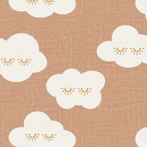 JUMBO Sleepy Clouds linen look wallpaper textured look