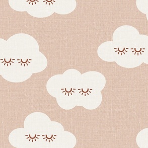 JUMBO Sleepy clouds linen look cloud blanket nursery wallpaper clouds