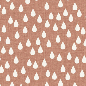 JUMBO vintage rosy pink wallpaper linen look raindrops linen