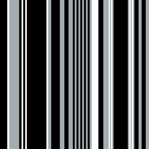 The Black and the Gray: Vertical Stripes with White - LARGE 