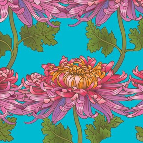 Chrysanthemum Stripes_Turquoise