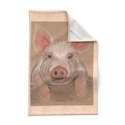 Pig Porktrait for Tea Towel