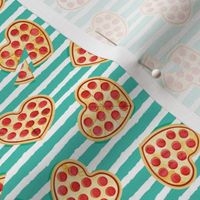 (1.25" scale) heart shaped pizza - valentines day - teal stripes C19BS