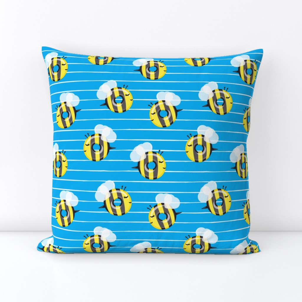 bee donuts - blue with white stripes - doughnuts  - LAD19