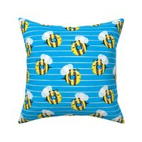 bee donuts - blue with white stripes - doughnuts  - LAD19