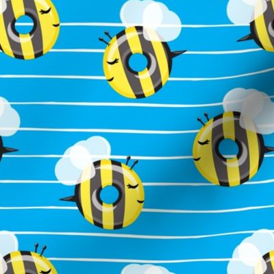 bee donuts - blue with white stripes - doughnuts  - LAD19