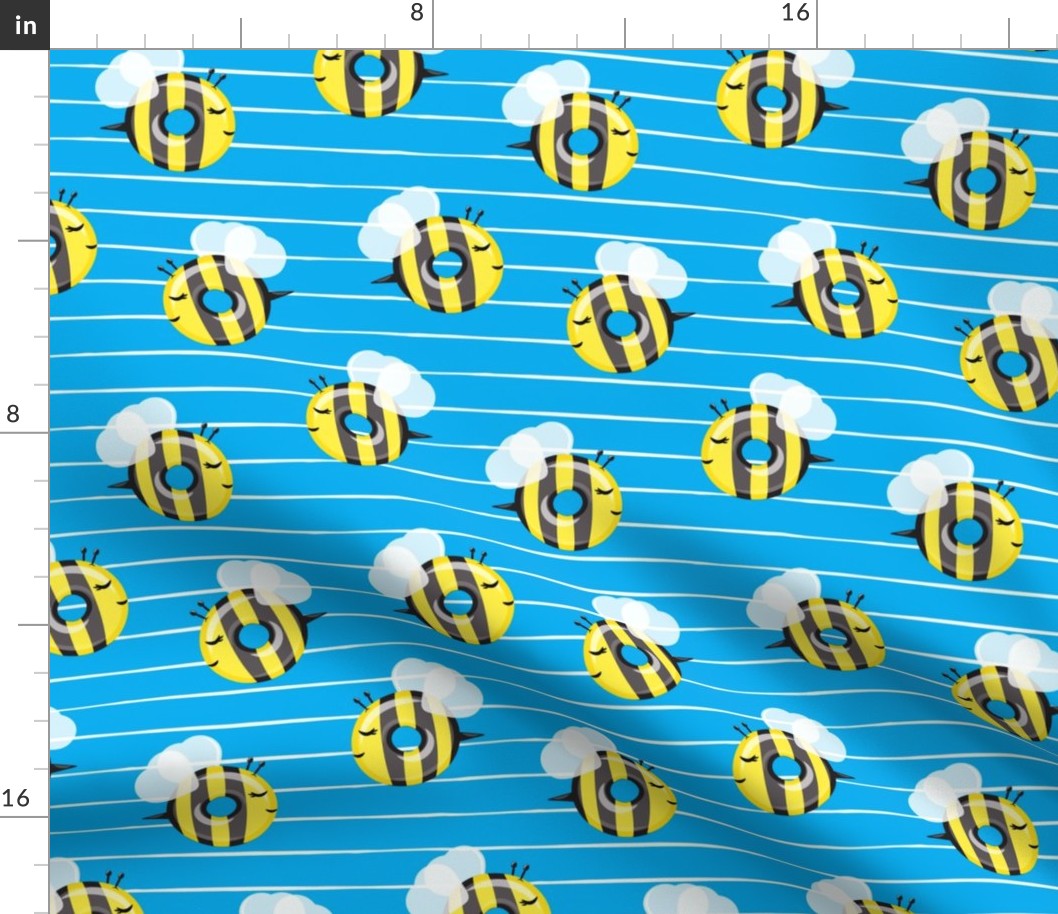 bee donuts - blue with white stripes - doughnuts  - LAD19