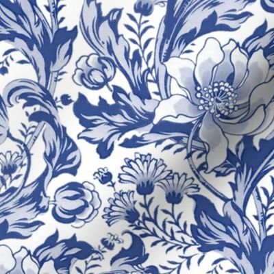 William Morris ~ Acanthus, Tulips, and Marigolds ~ Willow Ware Blue and White  