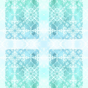 Mermaid Rectangles in Aqua, Blue, Mint Green and White