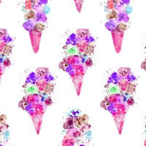 Blackberry ice cream cones • watercolor summer pattern in pink and purple