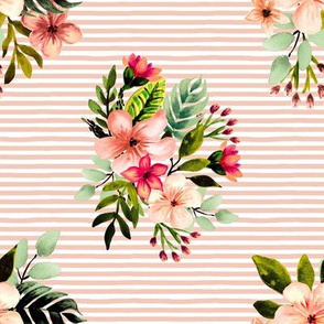 Hawaiian Tropical Bouquet // Mandy Pink Stripes