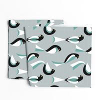 Minimalist Birds in Sage