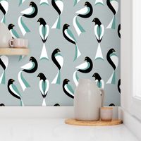 Minimalist Birds in Sage