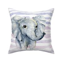 18x18" purple watercolor stripe elephant lovey 