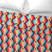 Geometric fan-retro-L-coral/pine/blue