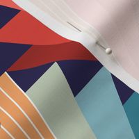 Geometric fan-retro-L-coral/pine/blue