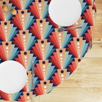 Geometric fan-retro-L-coral/pine/blue