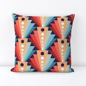 Geometric fan-retro-L-coral/pine/blue