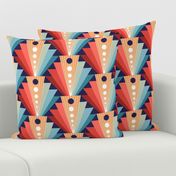 Geometric fan-retro-L-coral/pine/blue