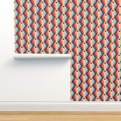 Geometric fan-retro-L-coral/pine/blue