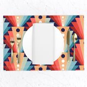 Geometric fan-retro-L-coral/pine/blue