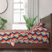 Geometric fan-retro-L-coral/pine/blue