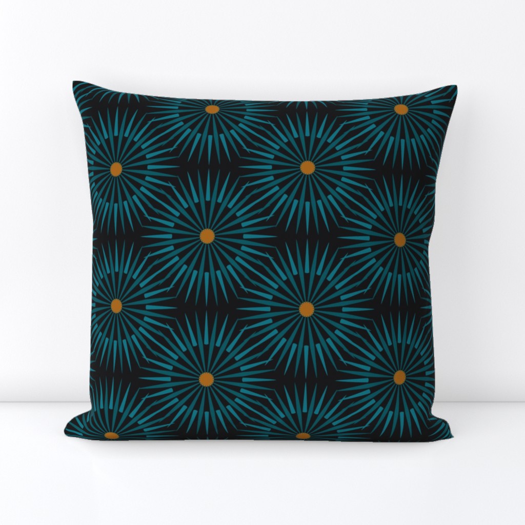 ★ DARK SUNSHINE ★ Teal, Ochre, Black - Large Scale / Collection : Abstract Geometric Prints