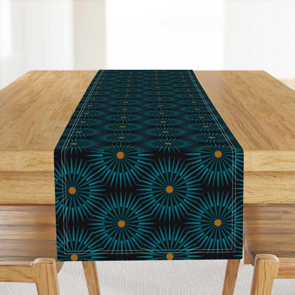 ★ DARK SUNSHINE ★ Teal, Ochre, Black - Large Scale / Collection : Abstract Geometric Prints