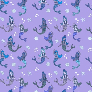 dancing violet blue mermaids