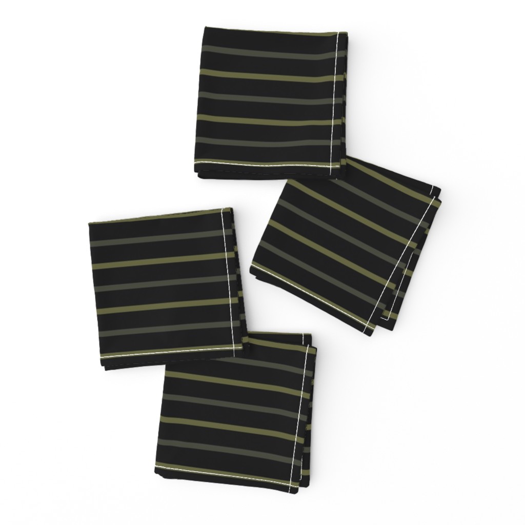 ★ THIN STRIPES ★ Olive Green, Black - Large Scale / Collection : Dark Sunshine - Abstract Geometric Prints