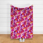 Retro Hawaiian Hibiscus Muu Muu Print- - Orange