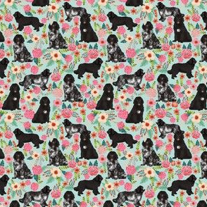newfoundland dogs (TINY) newfoundlands landseer fabric cute dogs dog fabric dog florals 