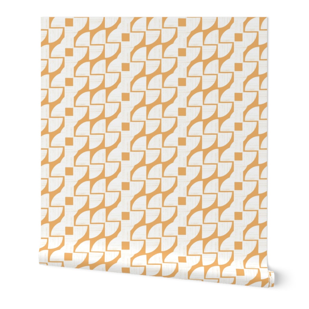 Around in Circles Ocean Orange Geometric Stripe by Angel Gerardo