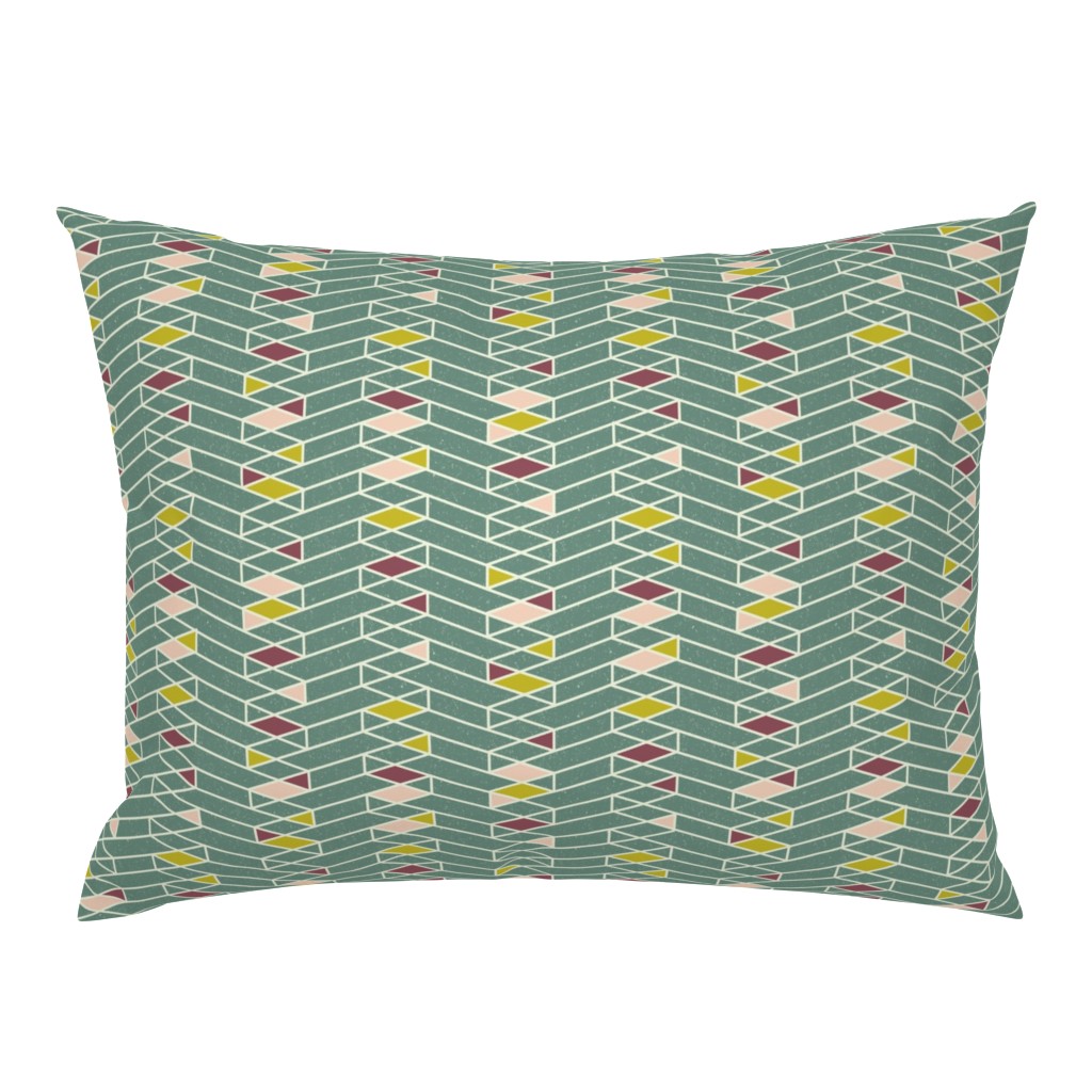 Stacked Lines Modern Minimal Green // abstract minimalist pattern modern lines geometric triangle green plum fabric