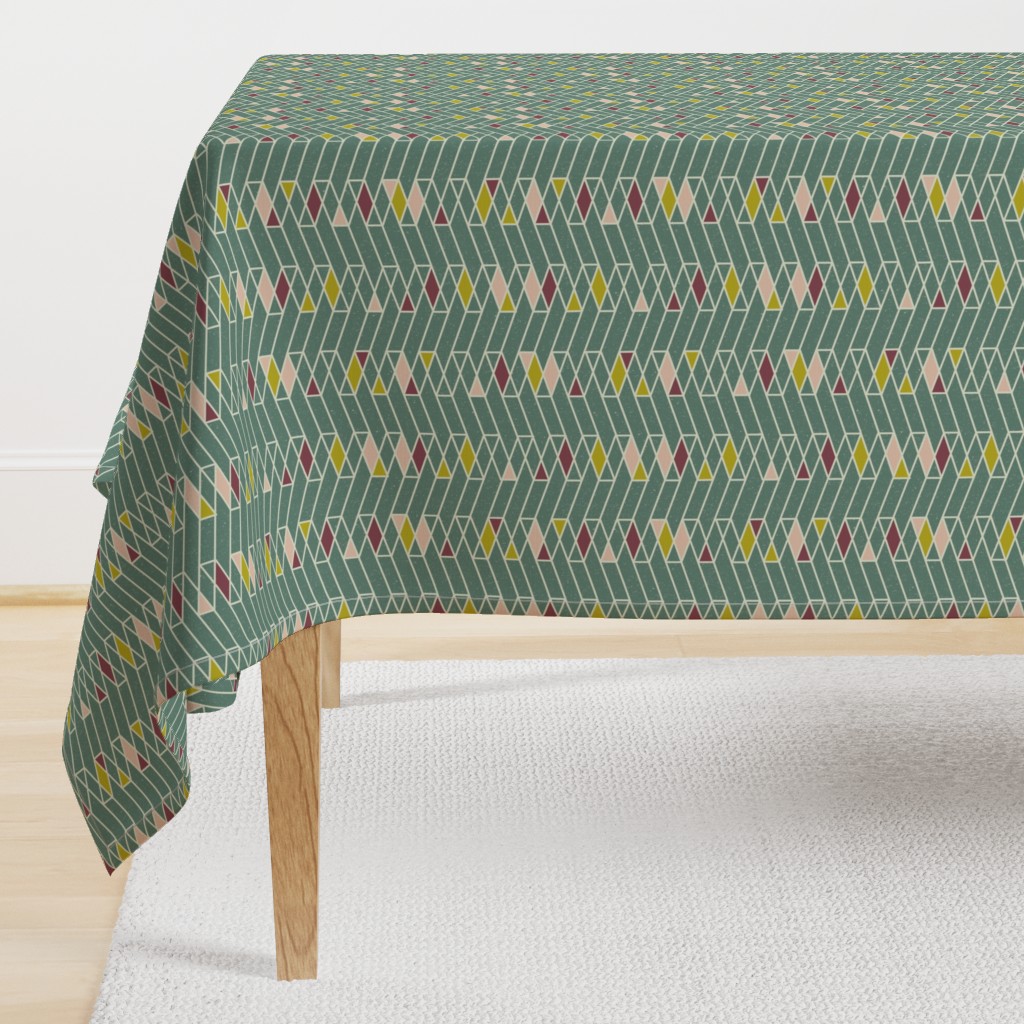 Stacked Lines Modern Minimal Green // abstract minimalist pattern modern lines geometric triangle green plum fabric