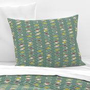 Stacked Lines Modern Minimal Green // abstract minimalist pattern modern lines geometric triangle green plum fabric