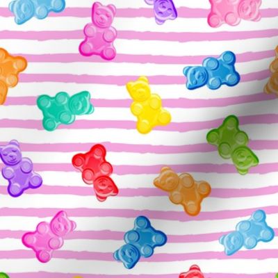 Gummy bears - candy - pink stripes -  LAD19
