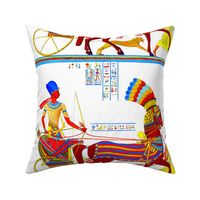 ancient egypt egyptian pharaoh kings hieroglyphics colorful crowns chariots hunting hunter horses arrows bows leopard cheetah boy servants animals yellow red blue orange royalty tribal  