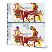 ancient egypt egyptian pharaoh kings hieroglyphics colorful crowns chariots hunting hunter horses arrows bows leopard cheetah boy servants animals yellow red blue orange royalty tribal  