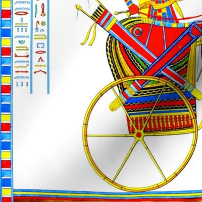 ancient egypt egyptian pharaoh kings hieroglyphics colorful crowns chariots hunting hunter horses arrows bows leopard cheetah boy servants animals yellow red blue orange royalty tribal  